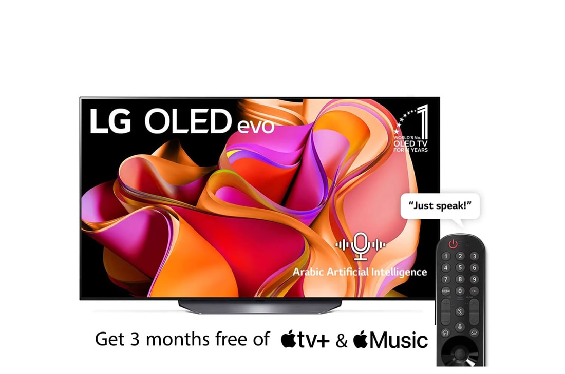 LG OLED evo CS3 55 inch 4K Smart TV 2023 with Magic remote, HDR, WebOS, front view, OLED55CS3VA