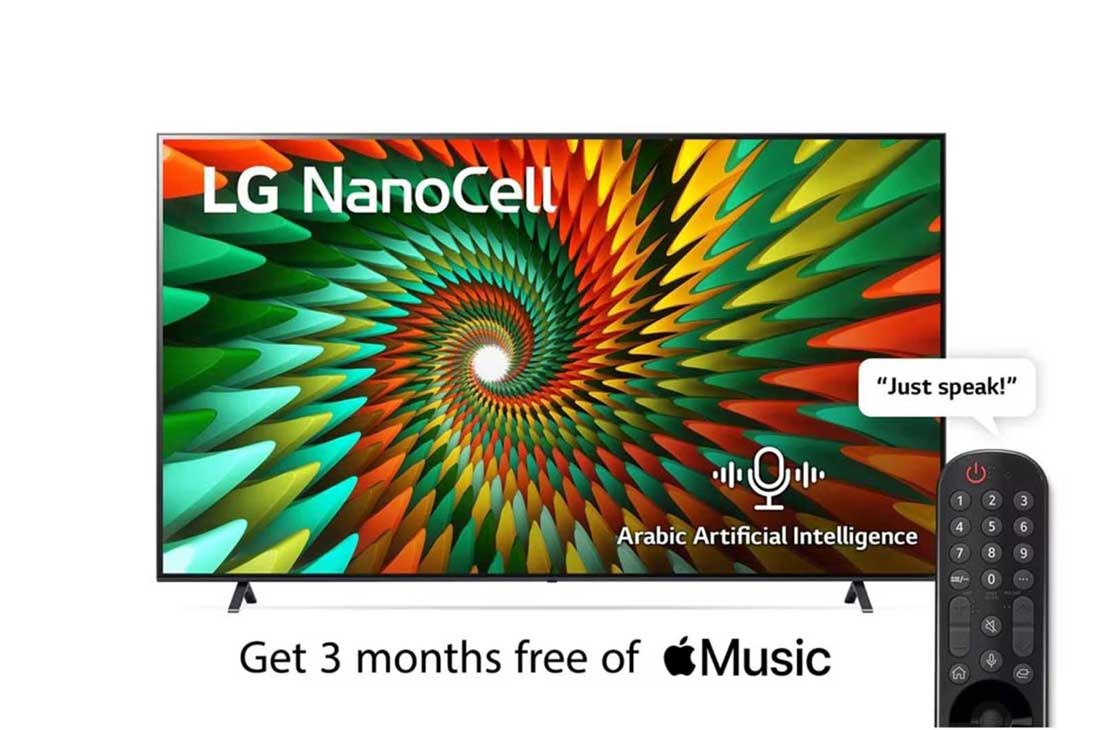 LG Nano77 Series, 86 inch NanoCell 4K SmartTV, Magic remote, HDR, WebOS, 2023, Front view, 86NANO776RA