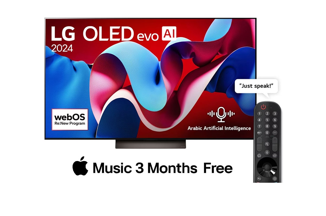 LG 77 Inch LG OLED evo AI C4 4K Smart TV AI Magic remote Dolby Vision webOS24 2024, 77 Inch LG OLED evo C4 4K Smart TV AI Magic remote Dolby Vision webOS24 2024, OLED77C46LA