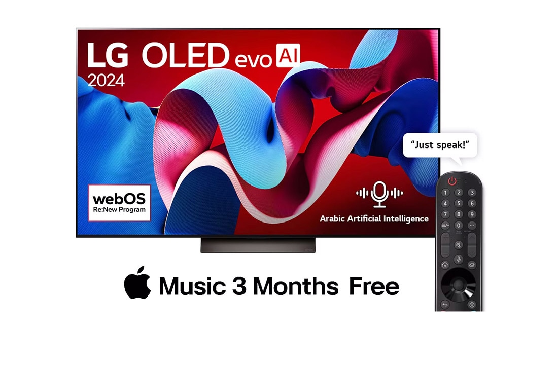 LG 65 Inch LG OLED evo AI C4 4K Smart TV AI Magic remote Dolby Vision webOS24 2024, 65 Inch LG OLED evo AI C4 4K Smart TV Magic remote Dolby Vision webOS24 2024, OLED65C46LA