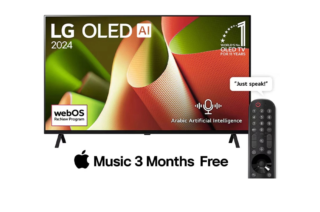 LG 55 Inch LG OLED AI B4 4K Smart TV AI Magic remote Dolby Vision webOS24 2024, LG 55 Inch LG OLED AI B4 4K Smart TV Magic remote Dolby Vision webOS24 2024, OLED55B46LA, OLED55B46LA