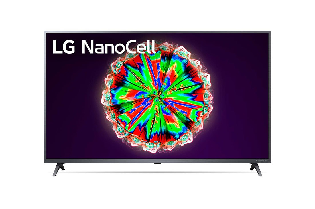 LG NanoCell TV 55 inch NANO79 Series, 4K Active HDR, WebOS Smart ThinQ AI, front view with infill image and logo, 55NANO79VND