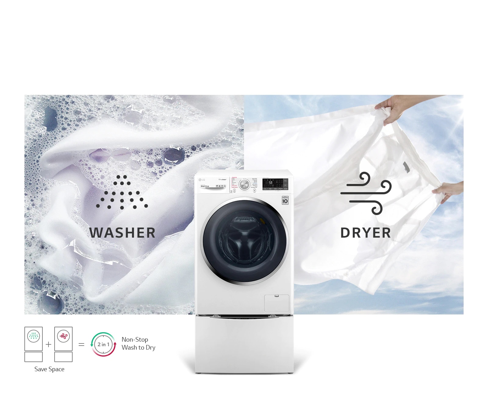 Lg Twinwash Washer Dryer 12 7 Kg Ai Dd 6 Motion Direct Drive Steam Thinq Lg Uae