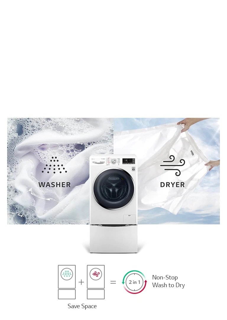 Lg Twinwash Washer Dryer 12 7 Kg Ai Dd 6 Motion Direct Drive Steam Thinq Lg Uae