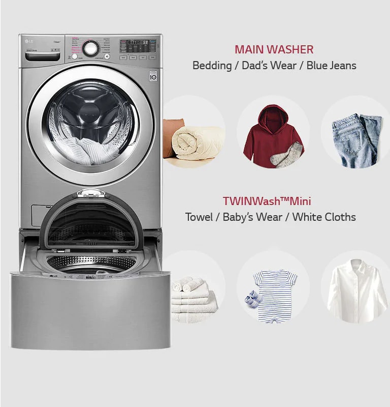 Lg Twinwash Washer Dryer 12 7 Kg Ai Dd 6 Motion Direct Drive Steam Thinq Lg Uae