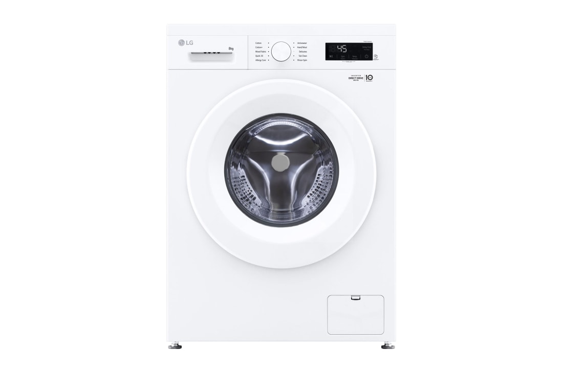 LG 8kg Front Load Washer with 6 motion Inverter Direct Drive, front view, F2Y1TYP3W