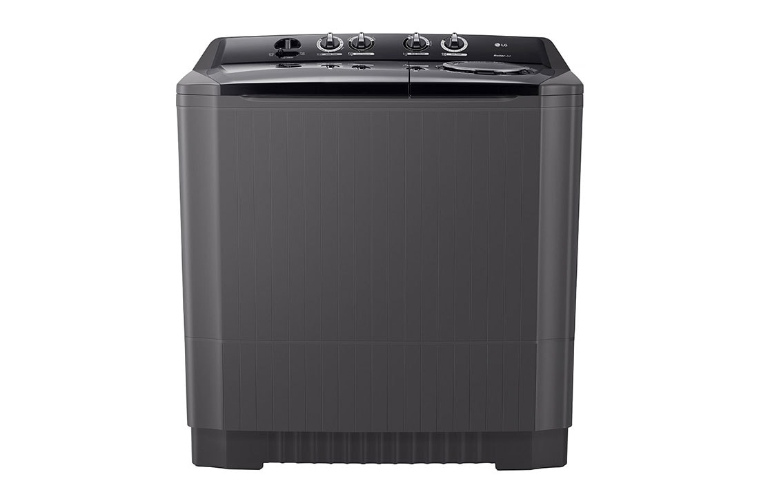 LG 10kg Twin Tub Washing Machine, Roller Jet, White, front view, P1461RWNL