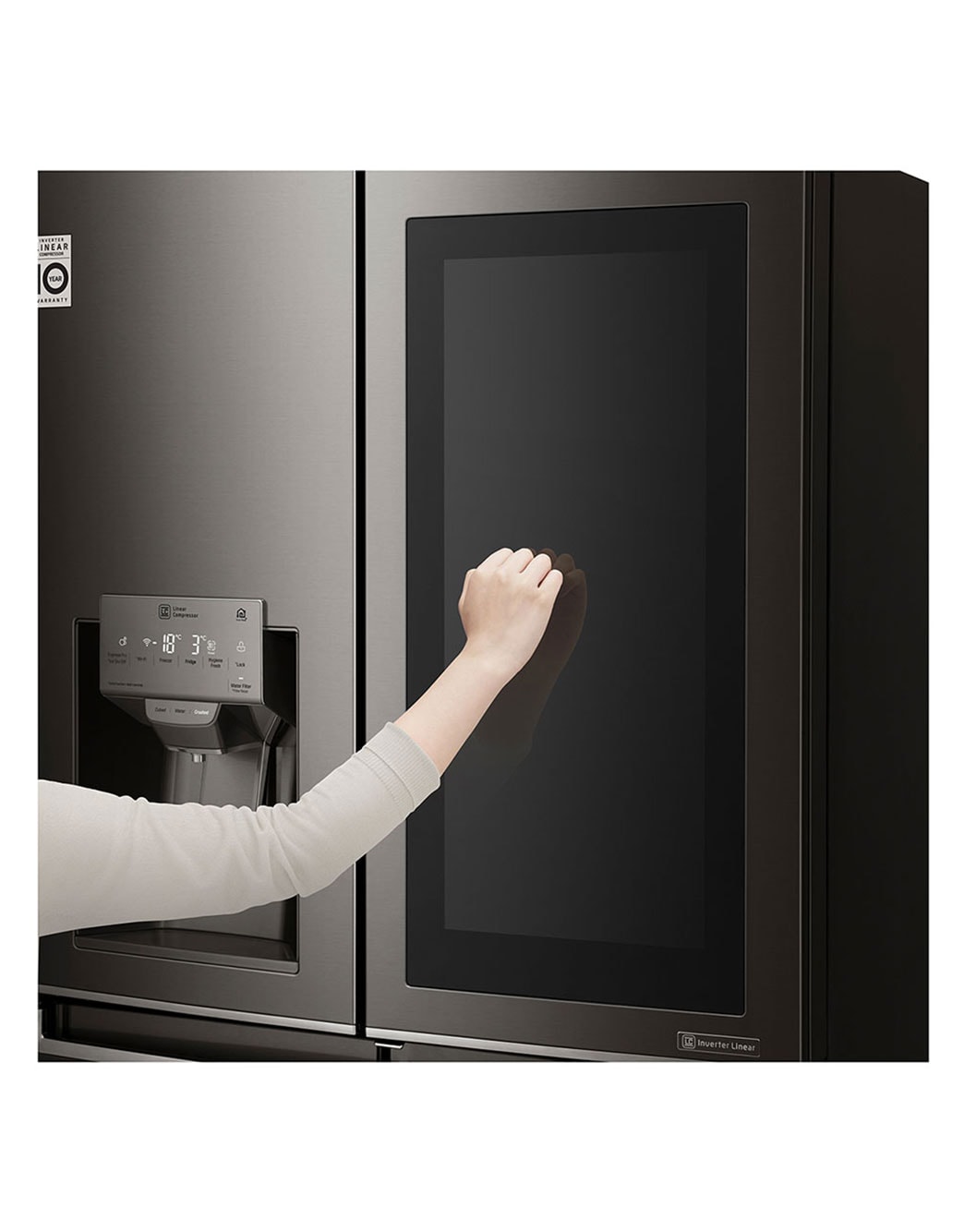 LG ثلاجة سمارت للبيع، ثلاجة إل جي إنستافيو، ثلاجة باب زجاج، ثلاجة بأربعة أبواب، فولاذ مقاوم للصدأ باللون الأسود، ™+Hygiene FRESH، تقنية GR-X39FMKHL، ™ThinQ, GR-X39FMKHL, GR-X39FMKHL