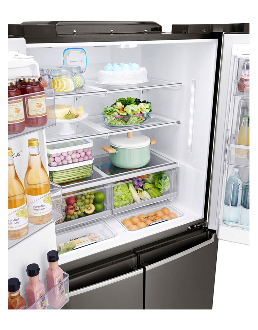 LG ثلاجة سمارت للبيع، ثلاجة إل جي إنستافيو، ثلاجة باب زجاج، ثلاجة بأربعة أبواب، فولاذ مقاوم للصدأ باللون الأسود، ™+Hygiene FRESH، تقنية GR-X39FMKHL، ™ThinQ, GR-X39FMKHL, GR-X39FMKHL
