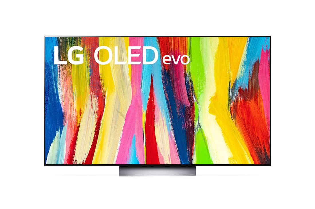 LG تلفزيون LG OLED evo بحجم 55 بوصة من السلسلة C2 بتصميم شاشة سينمائية بدقة وضوح 4K بتقنية Cinema HDR ويعمل بنظام التشغيل webOS22 مع تقنية الذكاء الاصطناعي ThinQ وتقنية تعتيم البكسل, مظهر أمامي , OLED55C26LA