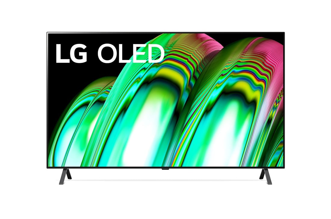 LG تلفزيون ال جي OLED مقاس 55 بوصة من مجموععة A2 مع 4K HDR ونظام التشغيل webOS22 ومزودة بتقنية ThinQ AI., منظر أمامي , OLED55A26LA