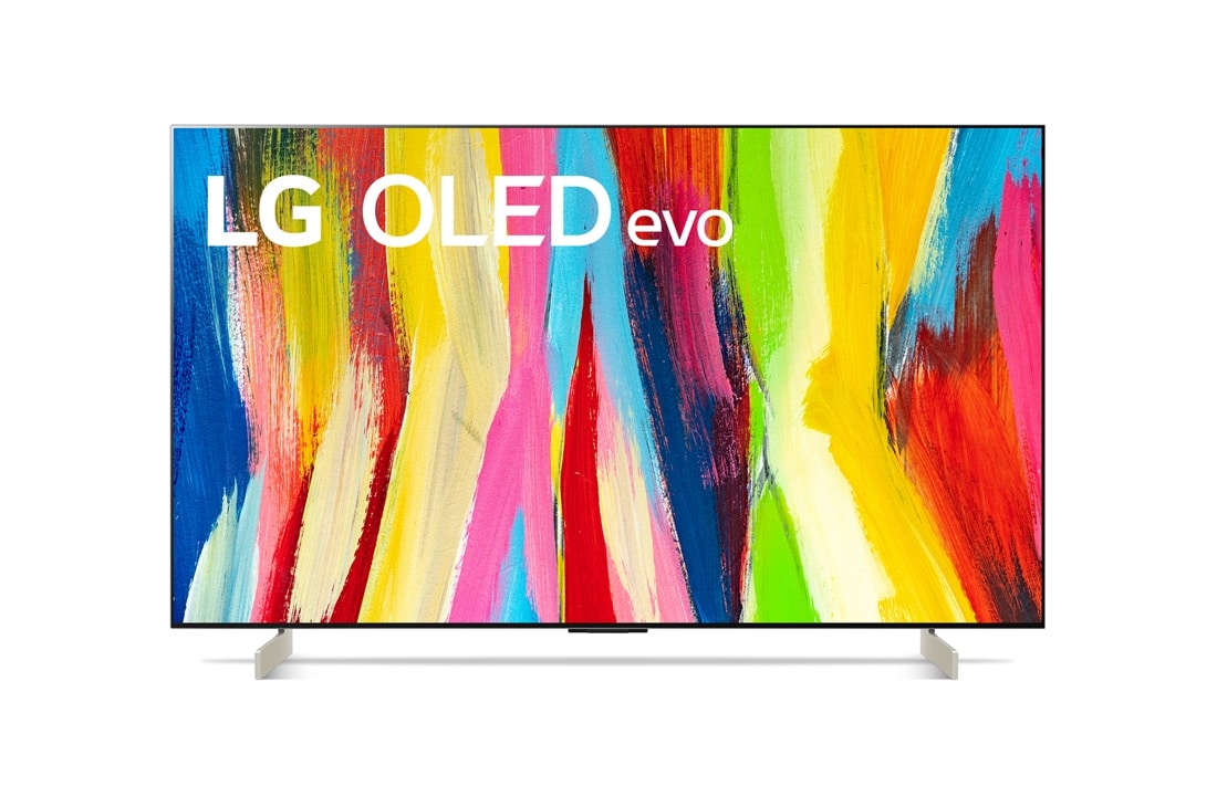 LG تلفزيون ال جي OLED evo مقاس 42 بوصة من سلسلة C2 مع 4K HDR ونظام التشغيل webOS22 ومزودة بتقنية ThinQ AI., مظهر أمامي , OLED42C26LB