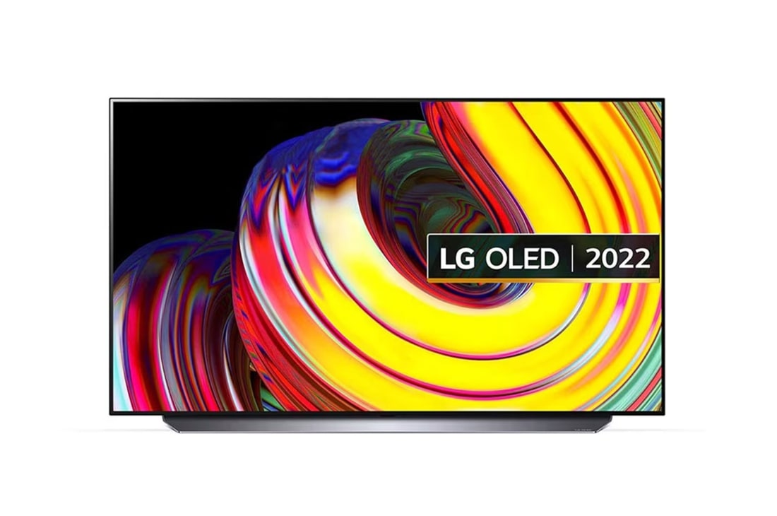 LG تلفاز LG OLED مقاس 55 بوصة من سلسلة CS ، مع HDR (النطاق الديناميكي العالي) السينمائي بدقة 4K تصميم سينمائى والمزوّد بإمكانية تعتيم البكسل بتقنية AI ThinQ للتلفزيون الذكي بنظام التشغيل WebOS, منظر أمامي , OLED55CS6LA