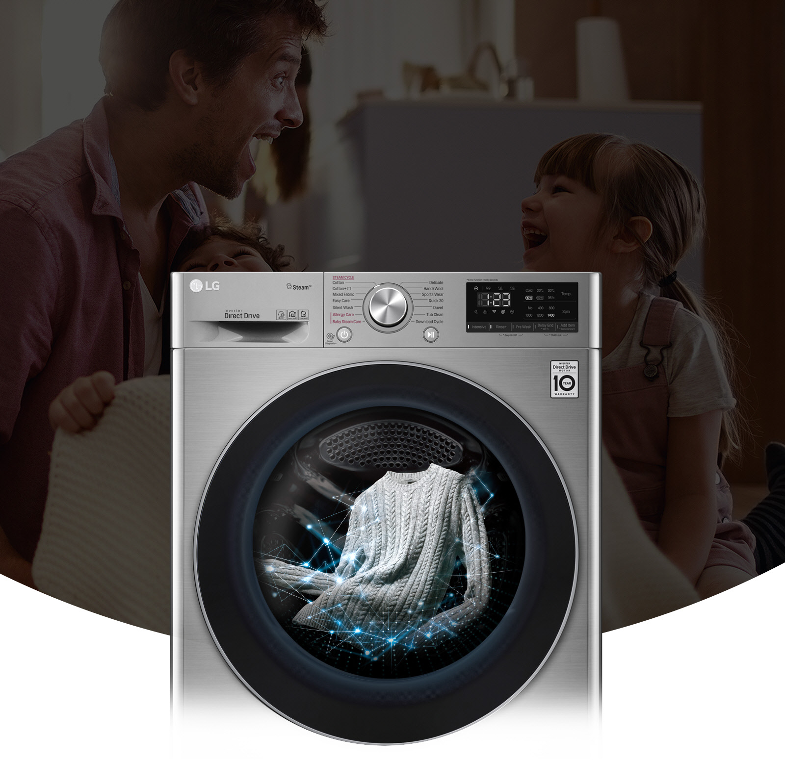 Lg Twinwash من إل جي غسالة ومجففة 7 12 كجم دفع مباشر بتقنية الذكاء الاصطناعي محرك الدفع المباشر 6حركات تقنية البخار تقنية Thinq Lg الإمارات