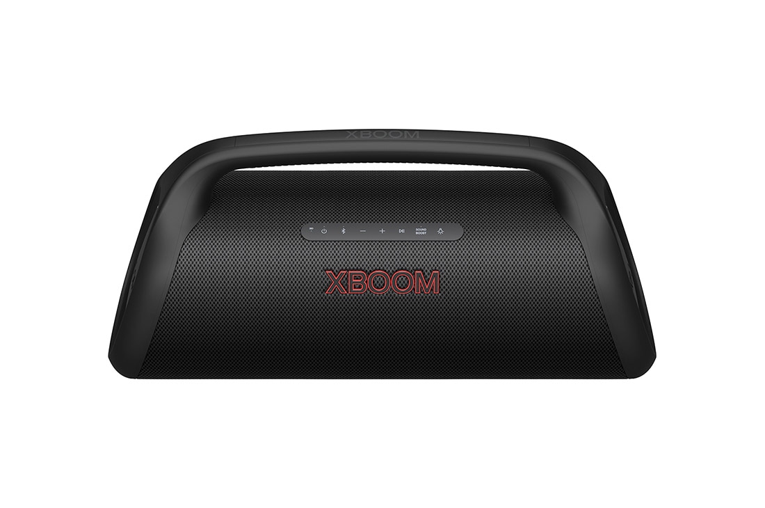 LG XBOOM Go XG9QBK Portable Bluetooth Speaker with Stage Lighting and up to 24HR Battery, Front 30 degree view, XG9QBK