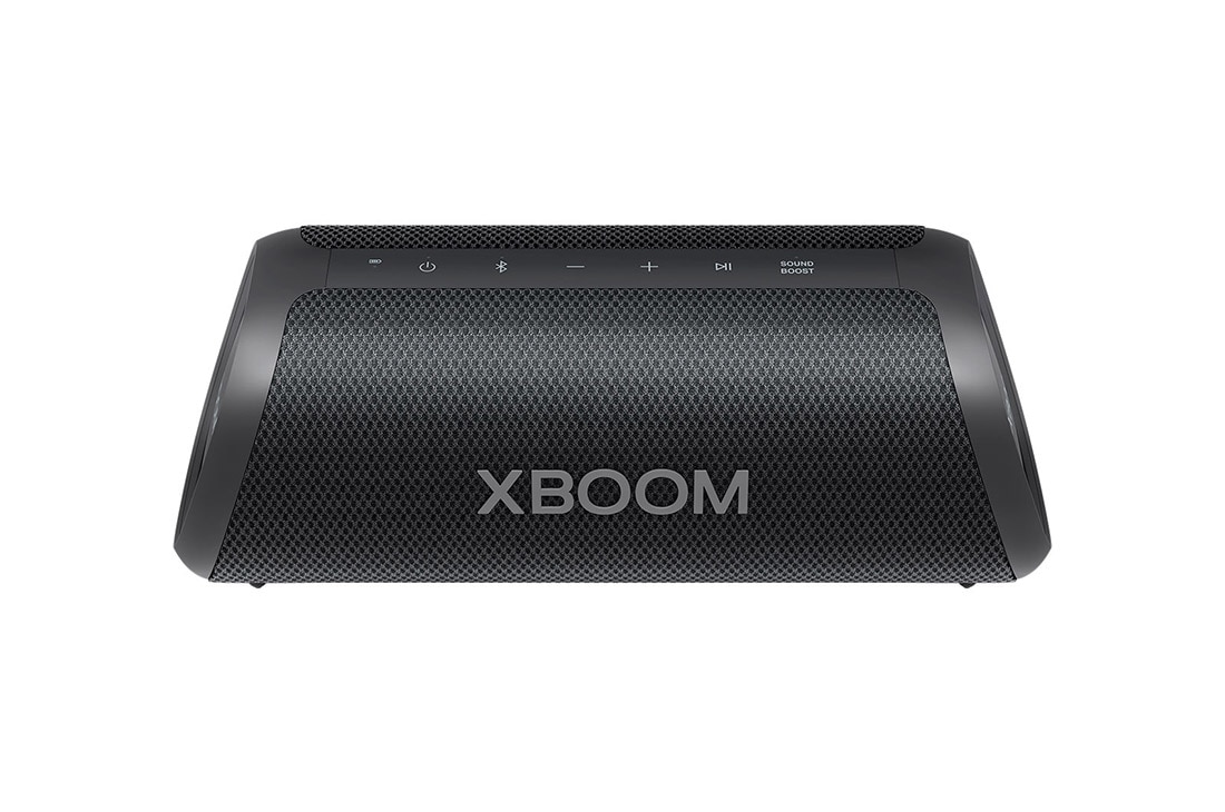 LG XBOOM GO XG7QBK PORTABLE SPEAKER – BLUETOOTH, 24HRS BATTERY, IP67, SOUND BOOST, Front 30 degree view, XG7QBK