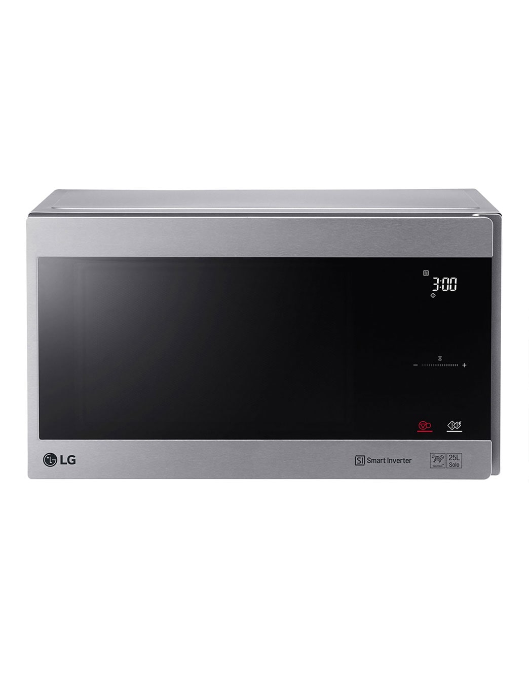 LG Microwave Oven, 25litres, Silver, Smart Inverter with 10year warranty, Smart Auto Cook, Full Glass Touch/Dual Control, LED Lighting, Front-view, MS2595CIS