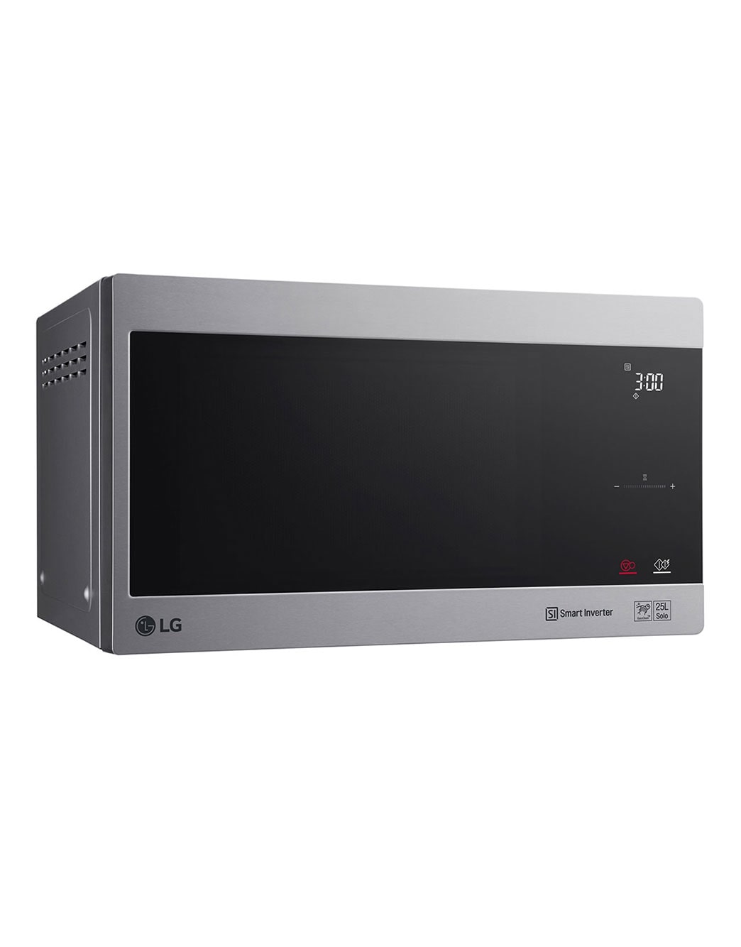 LG Microwave Oven, 25litres, Silver, Smart Inverter with 10year warranty, Smart Auto Cook, Full Glass Touch/Dual Control, LED Lighting, Left-Side-view, MS2595CIS