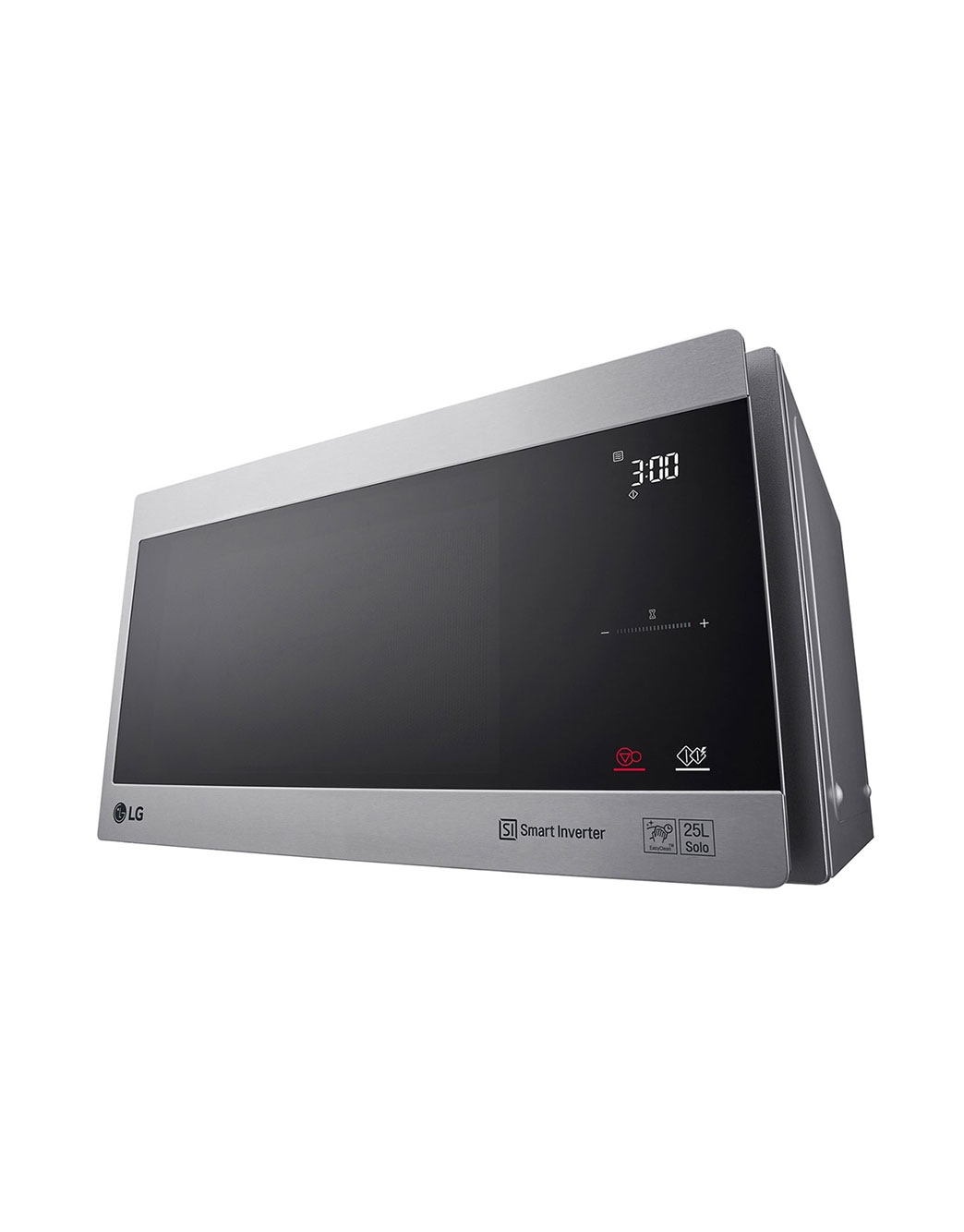 LG Microwave Oven, 25litres, Silver, Smart Inverter with 10year warranty, Smart Auto Cook, Full Glass Touch/Dual Control, LED Lighting, Side-Perspective-view, MS2595CIS