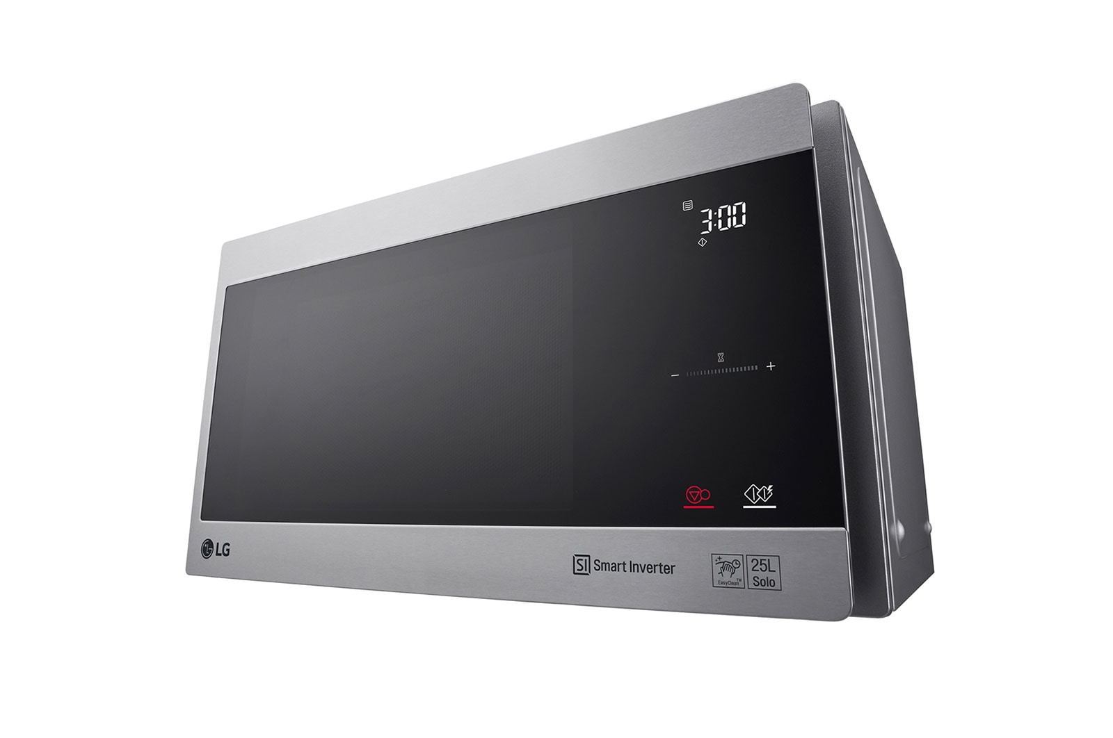 LG Microwave Oven, 25litres, Silver, Smart Inverter with 10year warranty, Smart Auto Cook, Full Glass Touch/Dual Control, LED Lighting, Side-Perspective-view, MS2595CIS