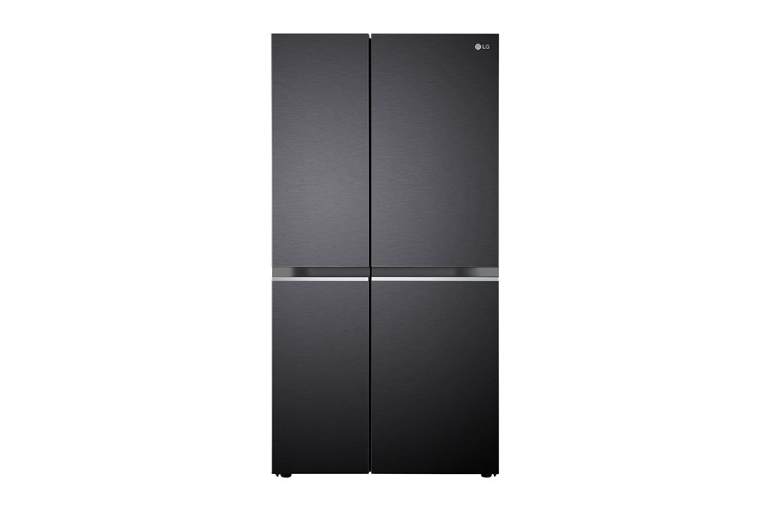 LG 674L Side-by-Side Refrigerator with Multi Air Flow, Multi Digital Sensors, Smart Diagnosis™, Matte Black Finish, 3-Star, Front view, GC-B257KQJW