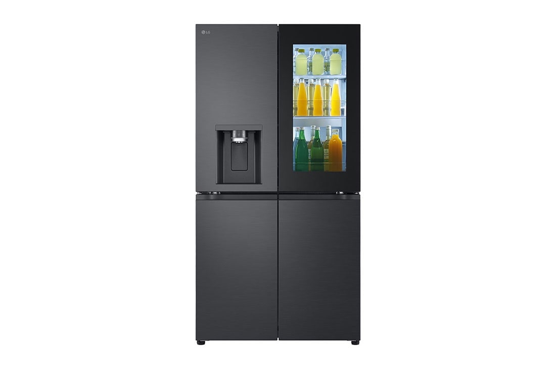 LG Black Glass InstaView, French Door Fridge, Essence Black Steel, Front view, GC-X24FFCAB