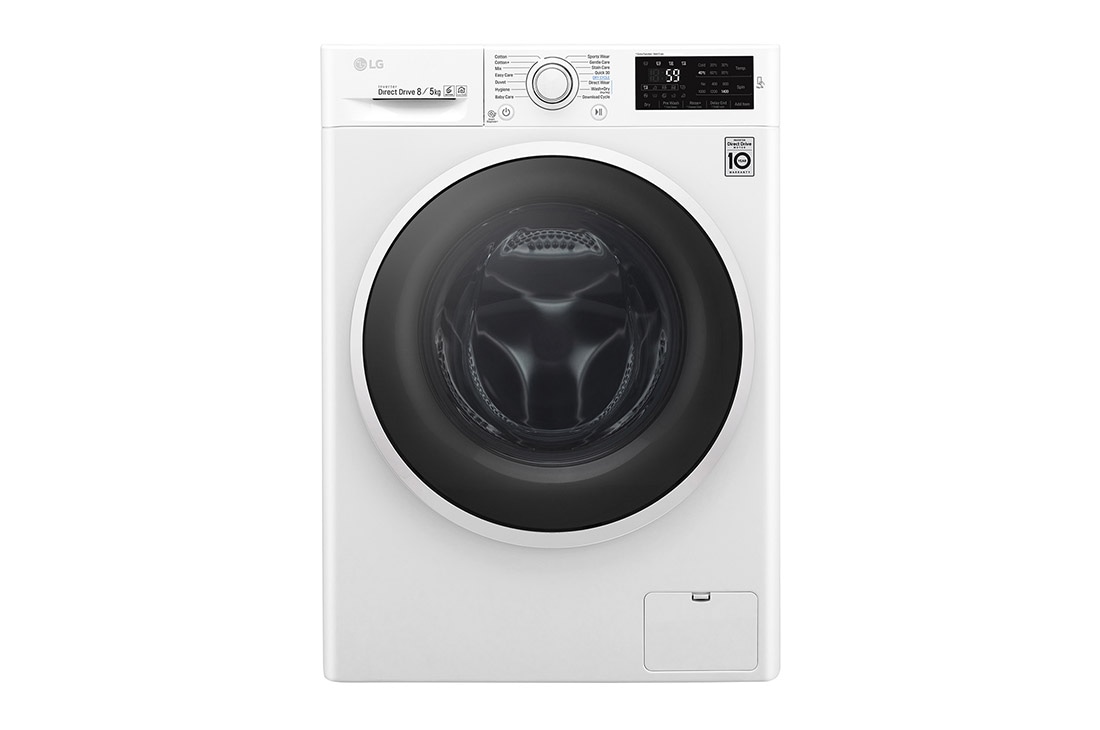 LG Front Load (Wash & Dry) Washine Machine 8/5kg, White, Inverter Direct Drive Motor, TurboWash, TrueSteam, Smart Diagnosis, F4J6TMP0W