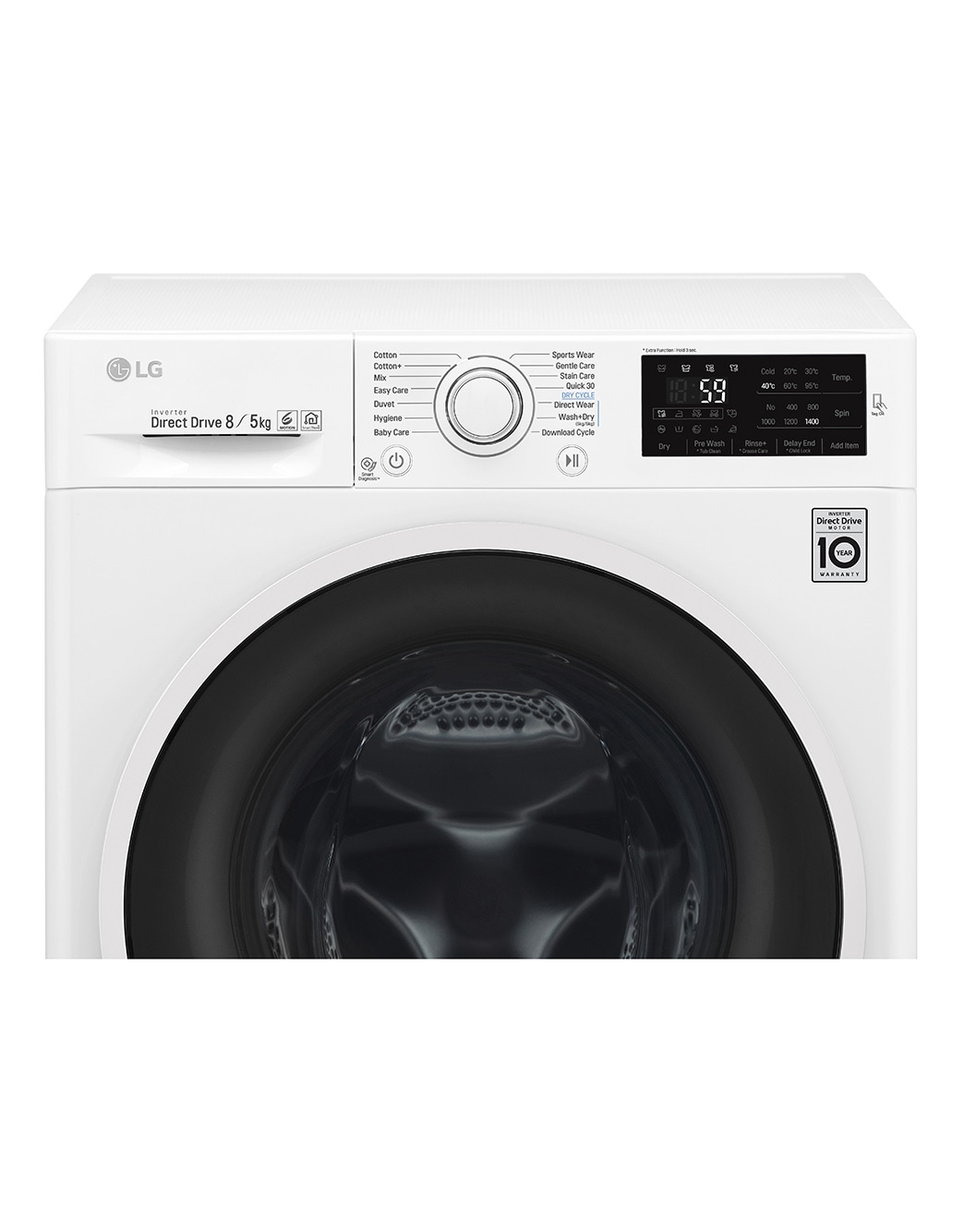 LG Front Load (Wash & Dry) Washine Machine 8/5kg, White, Inverter Direct Drive Motor, TurboWash, TrueSteam, Smart Diagnosis, F4J6TMP0W