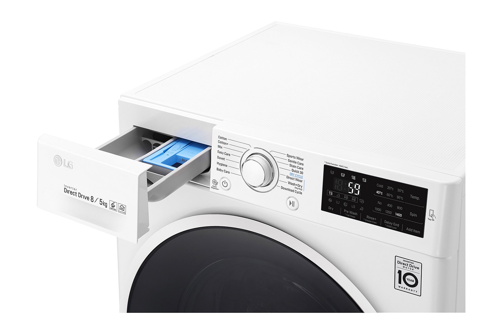 LG Front Load (Wash & Dry) Washine Machine 8/5kg, White, Inverter Direct Drive Motor, TurboWash, TrueSteam, Smart Diagnosis, F4J6TMP0W