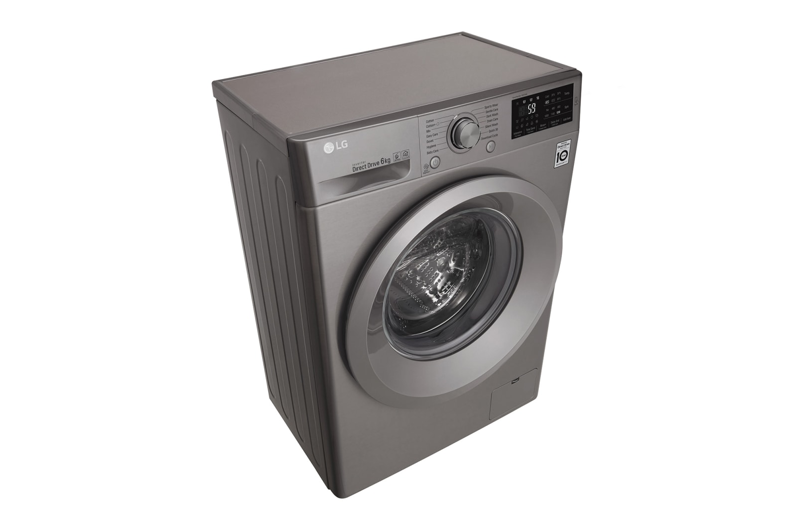 LG Front Load (Wash Only) Washine Machine 6kg, Silver, Inverter Direct Drive Motor, 6 Motion DD, Smart Diagnosis, F2J5NNP7S