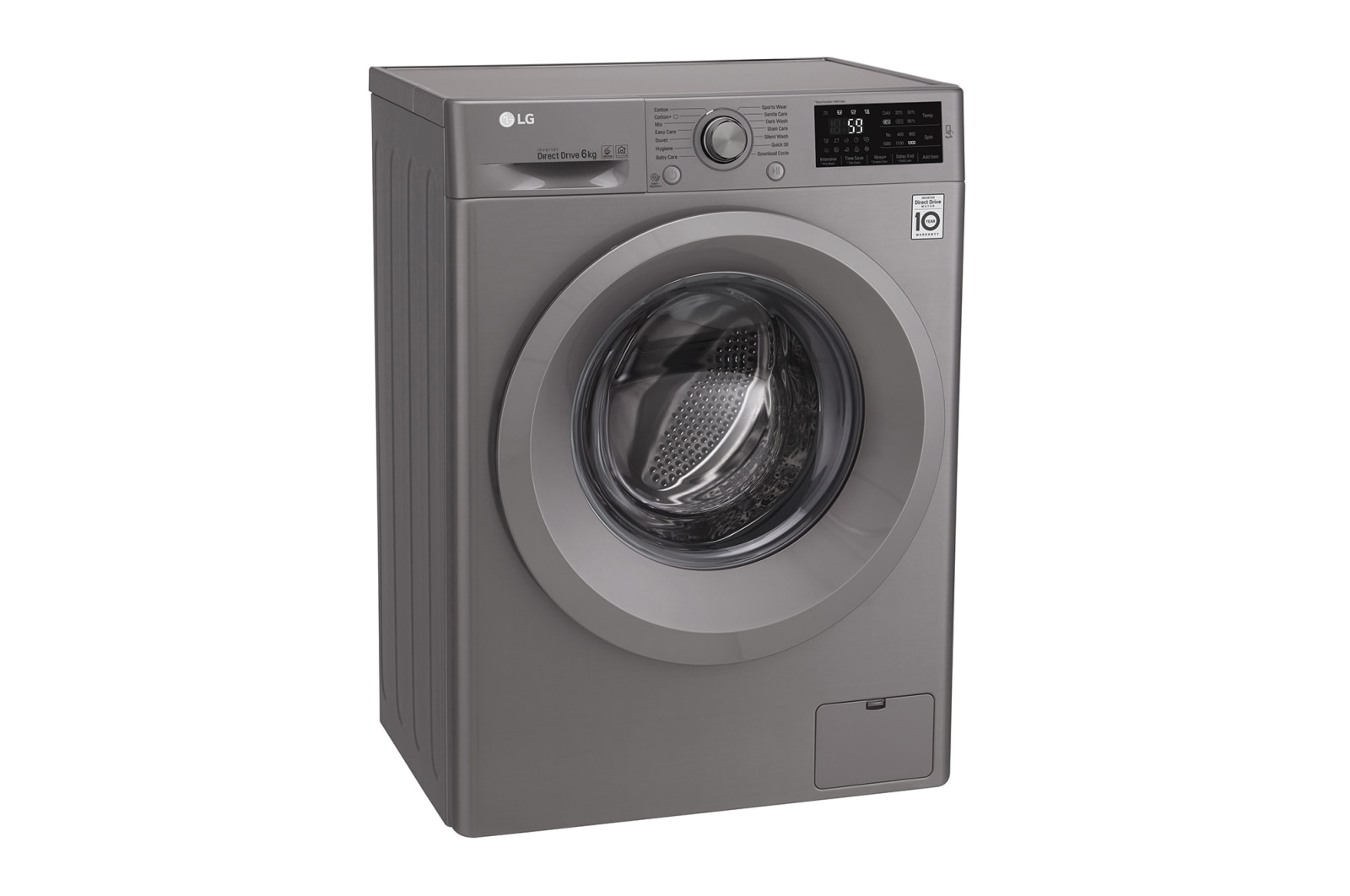 LG Front Load (Wash Only) Washine Machine 6kg, Silver, Inverter Direct Drive Motor, 6 Motion DD, Smart Diagnosis, F2J5NNP7S