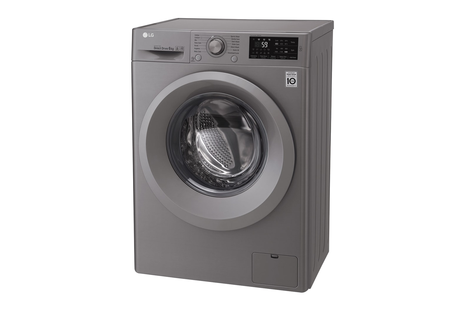 LG Front Load (Wash Only) Washine Machine 6kg, Silver, Inverter Direct Drive Motor, 6 Motion DD, Smart Diagnosis, F2J5NNP7S
