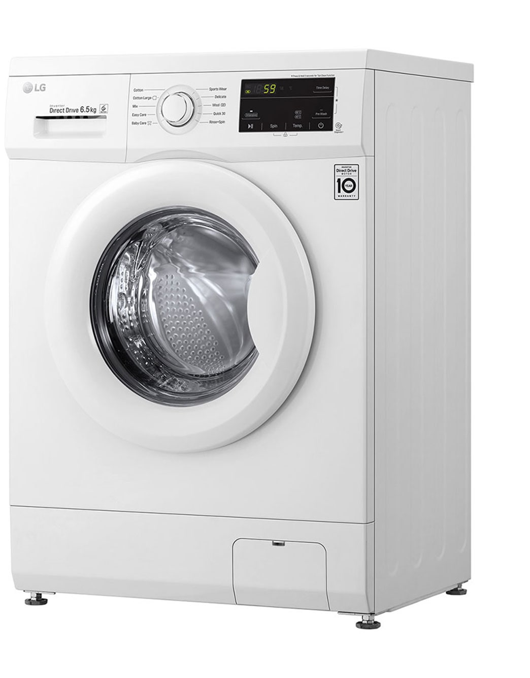 LG Front Load (Wash Only) Washine Machine 6.5kg, White,  Inverter Direct Drive Motor, 6 Motion DD, Smart Diagnosis, FH2J3WDNP0