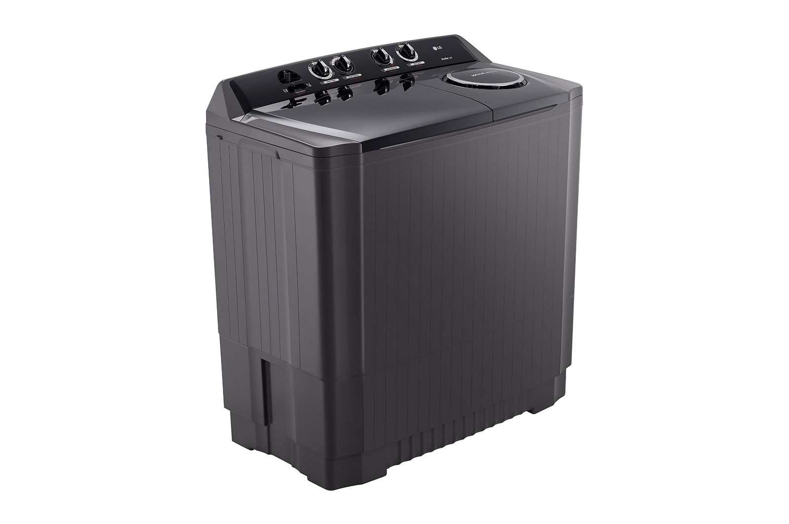 LG Twin Tub Washing Machine 15KG Wind Jet Dry, Roller Jet, 3 Wash Programs, Black Color, Left view, P1561RWNT