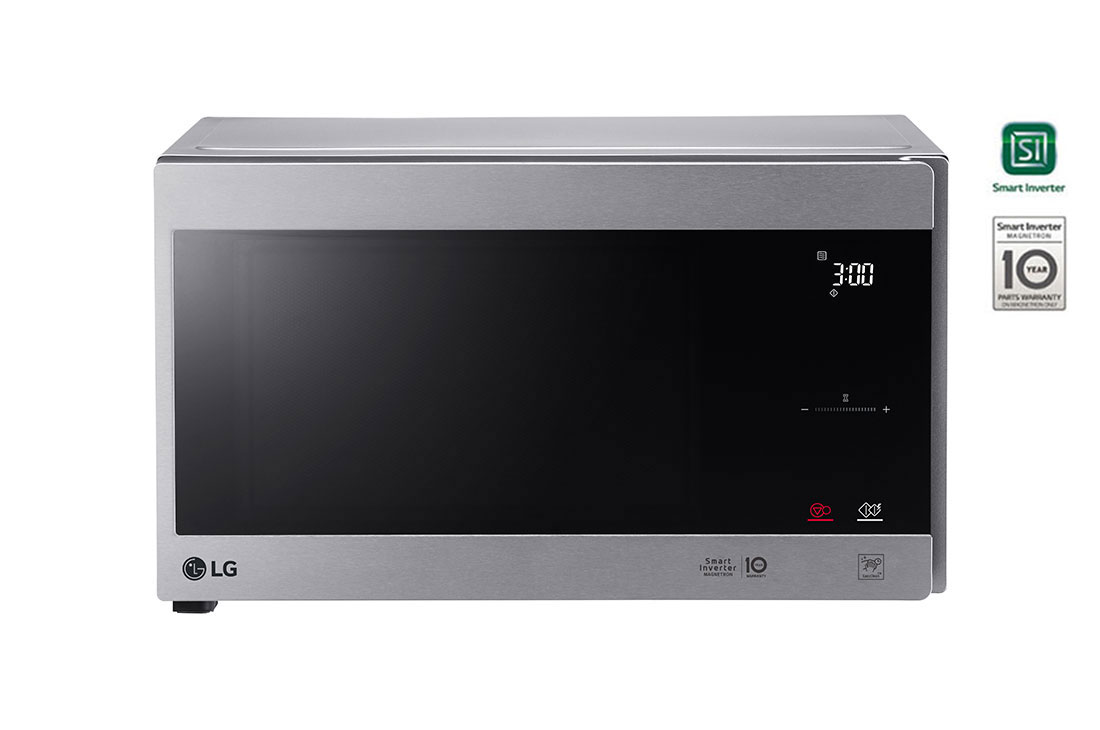 LG Four à micro-ondes de 42 litres, argent, technologie Smart Inverter avec 10 ans de garantie, grilloir, cuisson automatique intelligente, écran tactile en verre, MS4295CIS, MS4295CIS