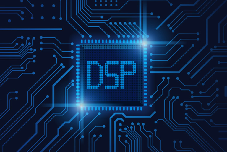 An image of a semiconductor chip with a "DSP" text on it