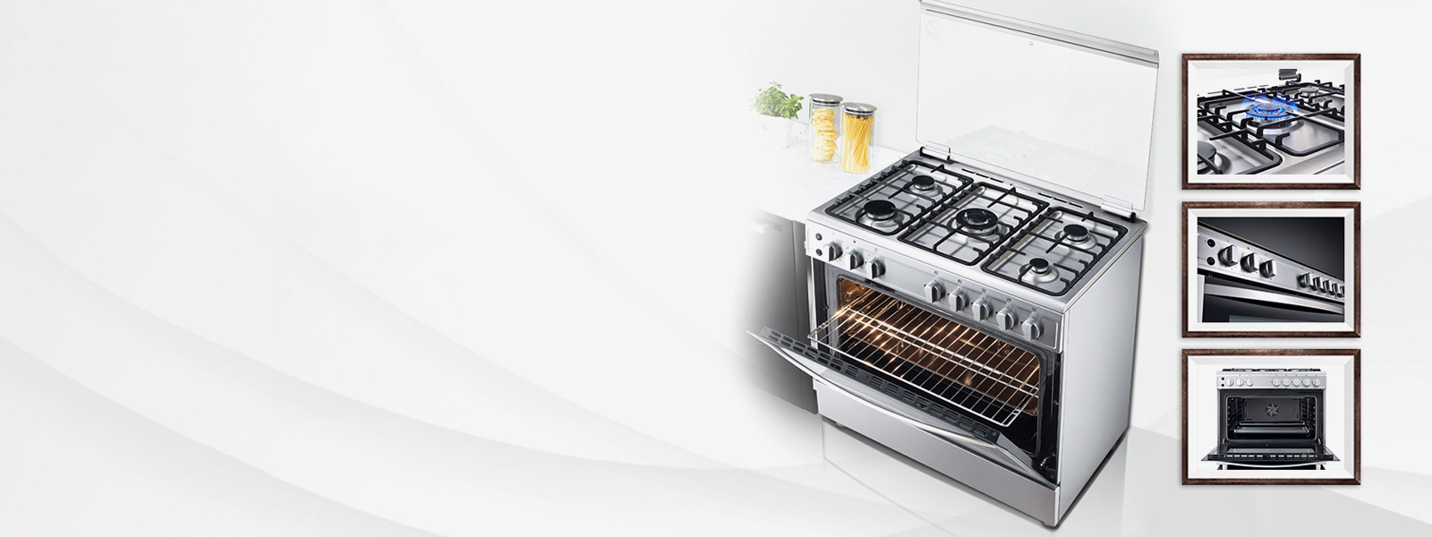 LG Cuisinière à gaz 4 Feux 60 CM, Sécurité totale, Système de chauffage  combiné, Rôtissoire