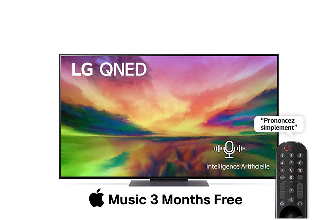 LG, téléviseur QNED à technologie couleur Quantum Dot Nanocell, série QNED81R de 55 pouces, WebOS Smart AI ThinQ, Télécommande magic, Image Pro AI, Son Pro AI (canal 5.1.2), 2023 Nouveau, Vue avant du téléviseur QNED de LG avec image de remplissage et logo du produit, 55QNED816RA