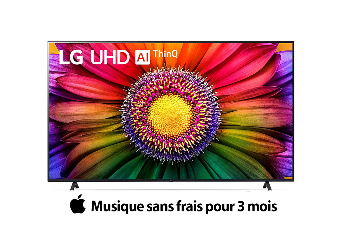 LG Smart TV UHD LG UR80 4K 86 pouces, 2023, Vue avant du téléviseur UHD de LG, 86UR80006LA