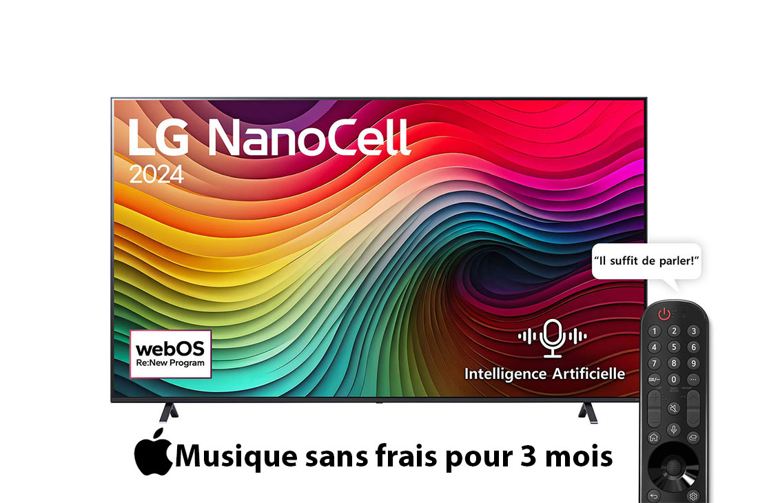 LG Smart TV  LG NanoCell NANO80 4K, 55 pouces, Télécommande Magique IA HDR10 webOS24 2024, fill image, 55NANO80T6A