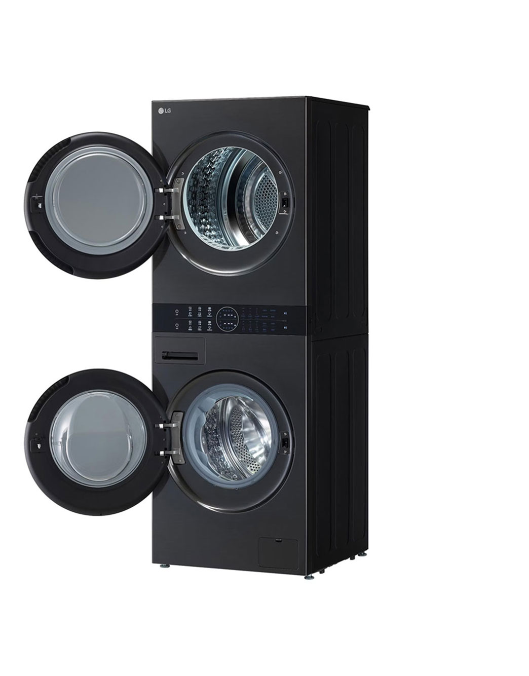 LG 13/10 kg LG WashTower™ avec technologie Centre Control™, acier noir, right open door view, WT1310RH