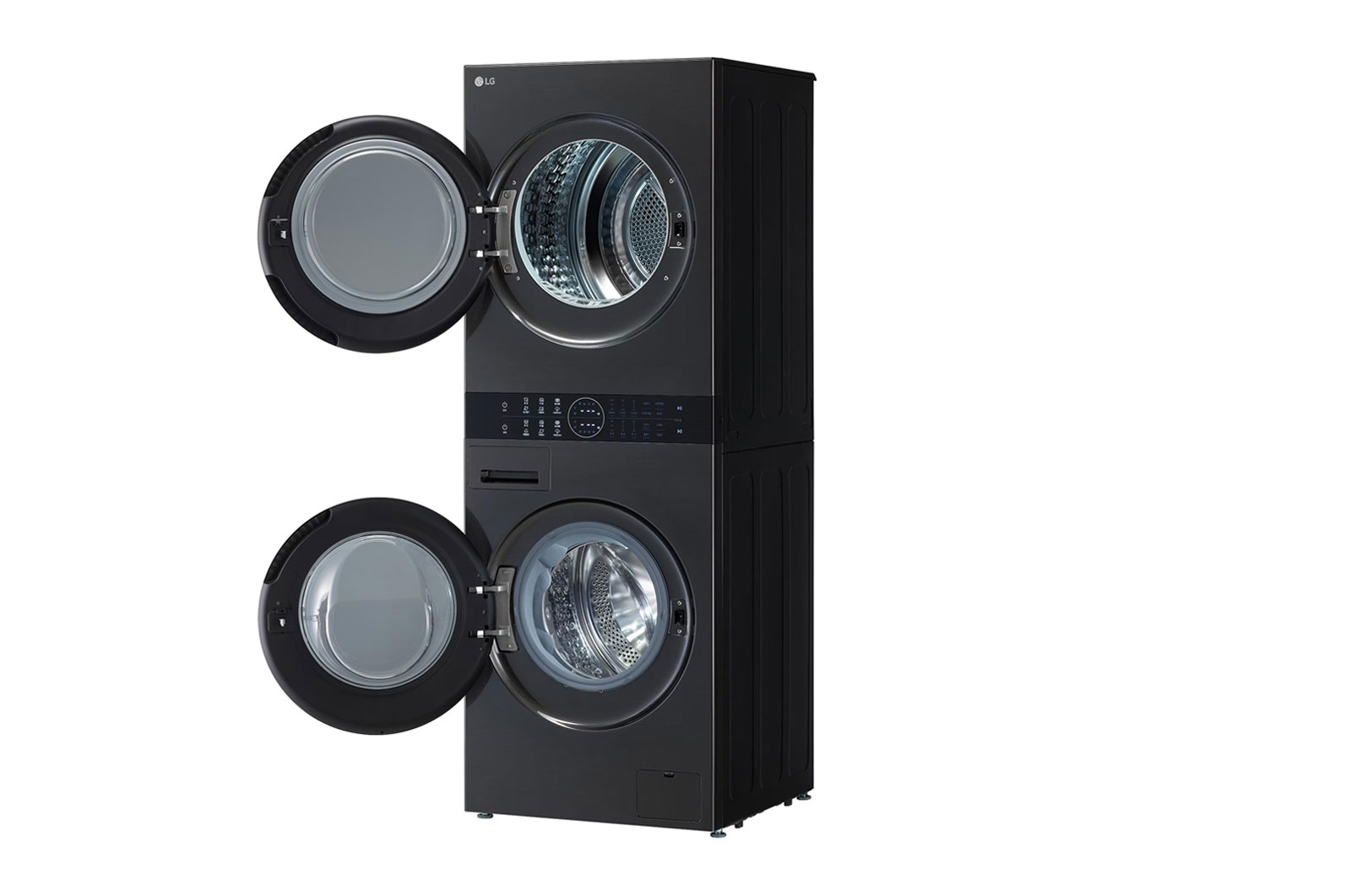 LG 13/10 kg LG WashTower™ avec technologie Centre Control™, acier noir, right open door view, WT1310RH
