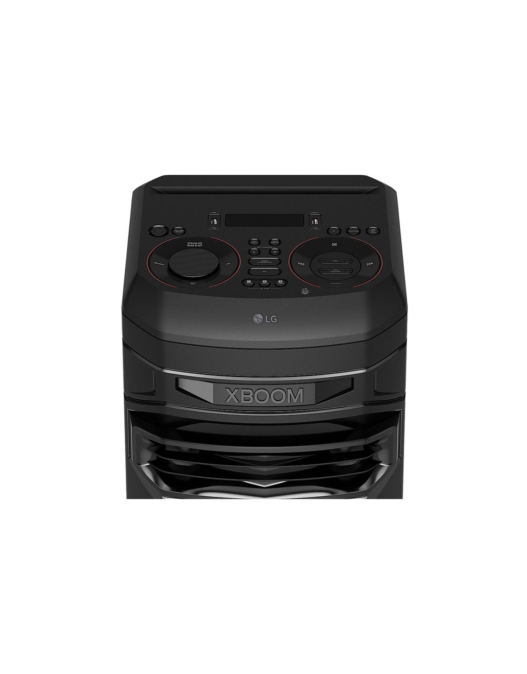 LG XBOOM RNC7, primer plano del panel de control, RNC7