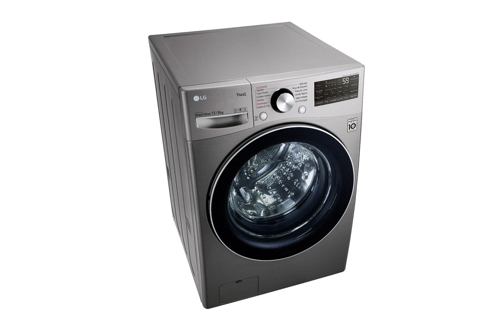 LG Lavadora Secadora 15Kg/8Kg con AIDD™, Top view open detergent port view, WD15EGNTSPG