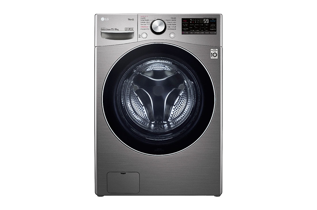 LG Lavadora Secadora 15Kg/8Kg con AIDD™, vista frontal, WD15EGNTSPG