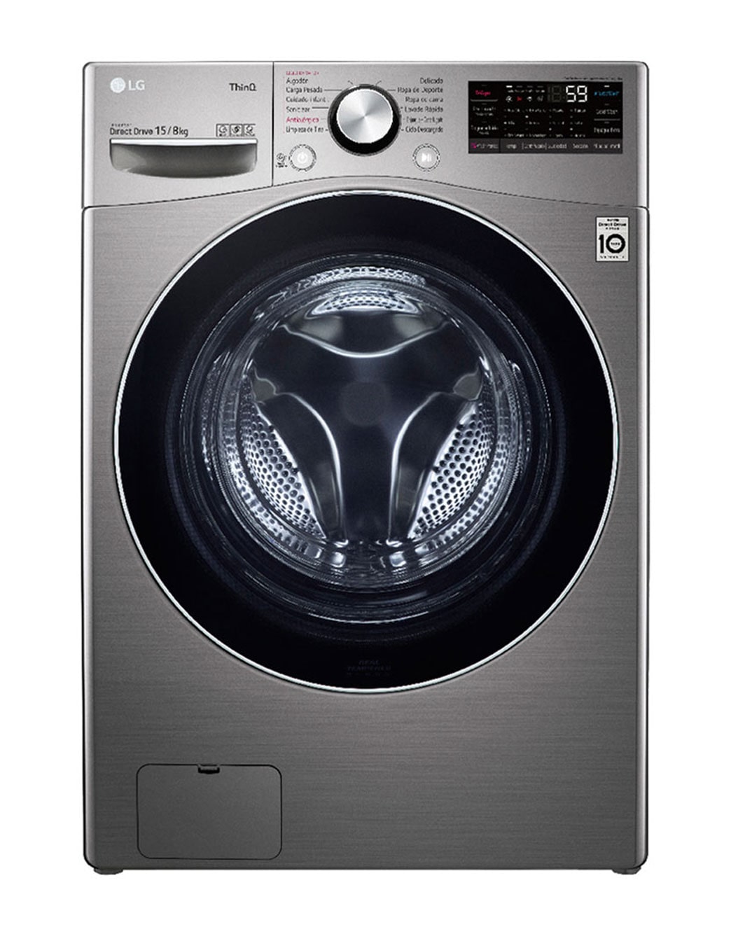 LG Lavadora Secadora 15Kg/8Kg con AIDD™, vista frontal, WD15EGNTSPG