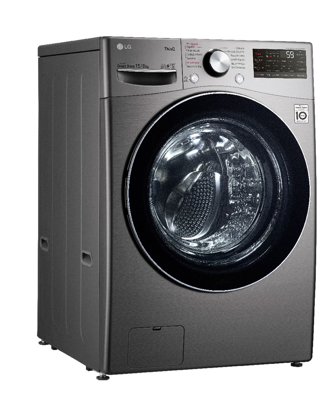 LG Lavadora Secadora 15Kg/8Kg con AIDD™, Right side door open view, WD15EGNTSPG