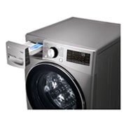 LG Lavadora Secadora 15Kg/8Kg con AIDD™, vista superior direcha con el cajetin de detergente y suavizante abiertos, WD15EGNTSPG, thumbnail 16