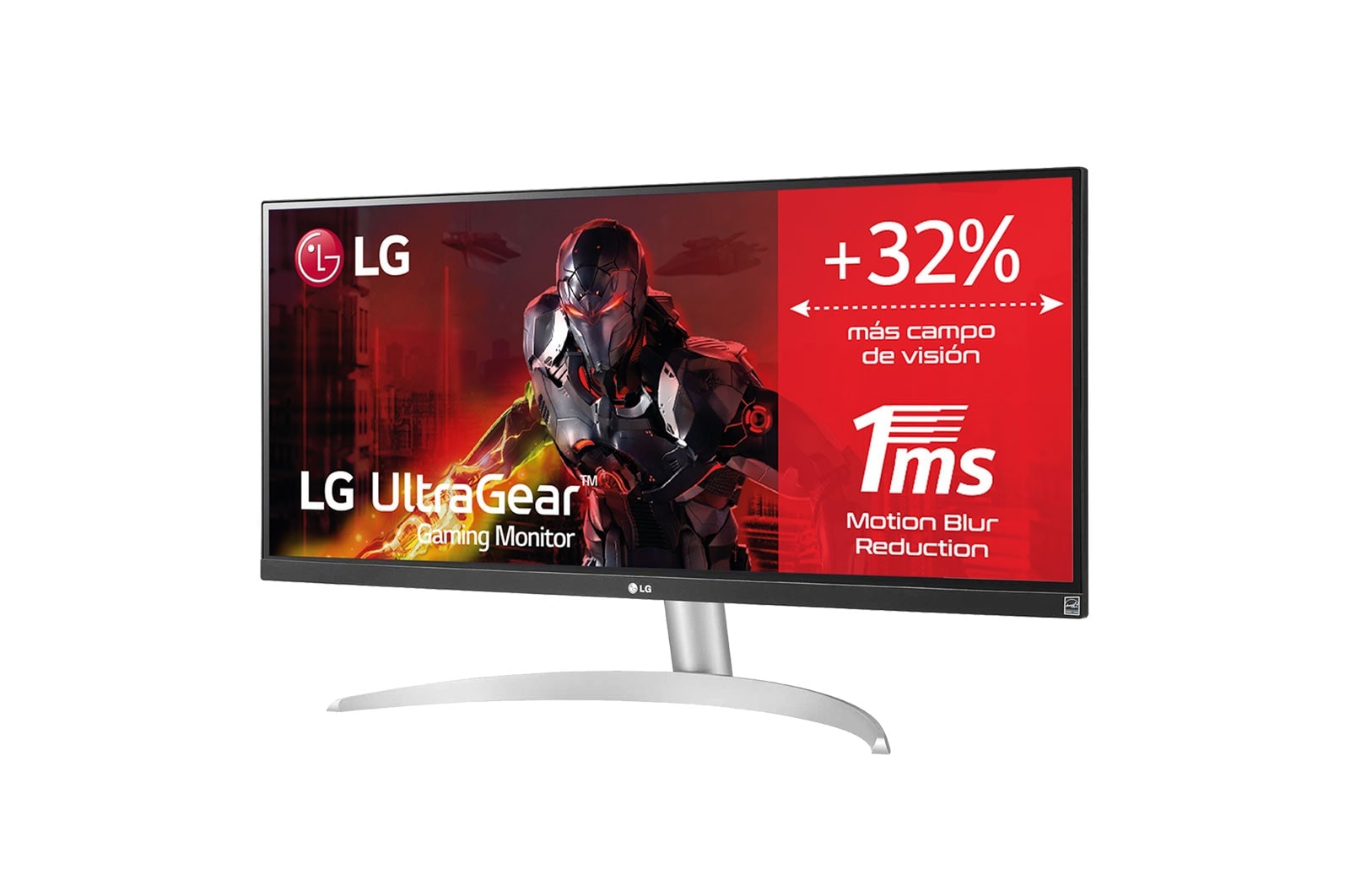 LG 29WQ600-W - Monitor Ultrapanorámico 21:9 LG UltraWide (Panel IPS: 2560x1080, 300cd/m², 1000:1, sRGB>99%); diag. 73cm; entr.: HDMIx1; DPx1; Altavoces estéreo de 7W con tecnología MaxxAudio®, -Vista lateral de 15 grados, 29WQ600-W
