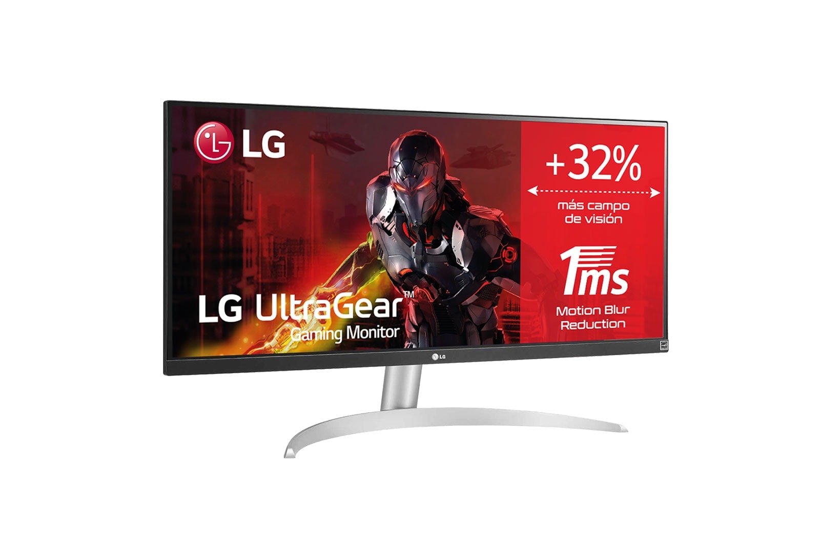 LG 29WQ600-W - Monitor Ultrapanorámico 21:9 LG UltraWide (Panel IPS: 2560x1080, 300cd/m², 1000:1, sRGB>99%); diag. 73cm; entr.: HDMIx1; DPx1; Altavoces estéreo de 7W con tecnología MaxxAudio®, Vista lateral de +15 grados, 29WQ600-W